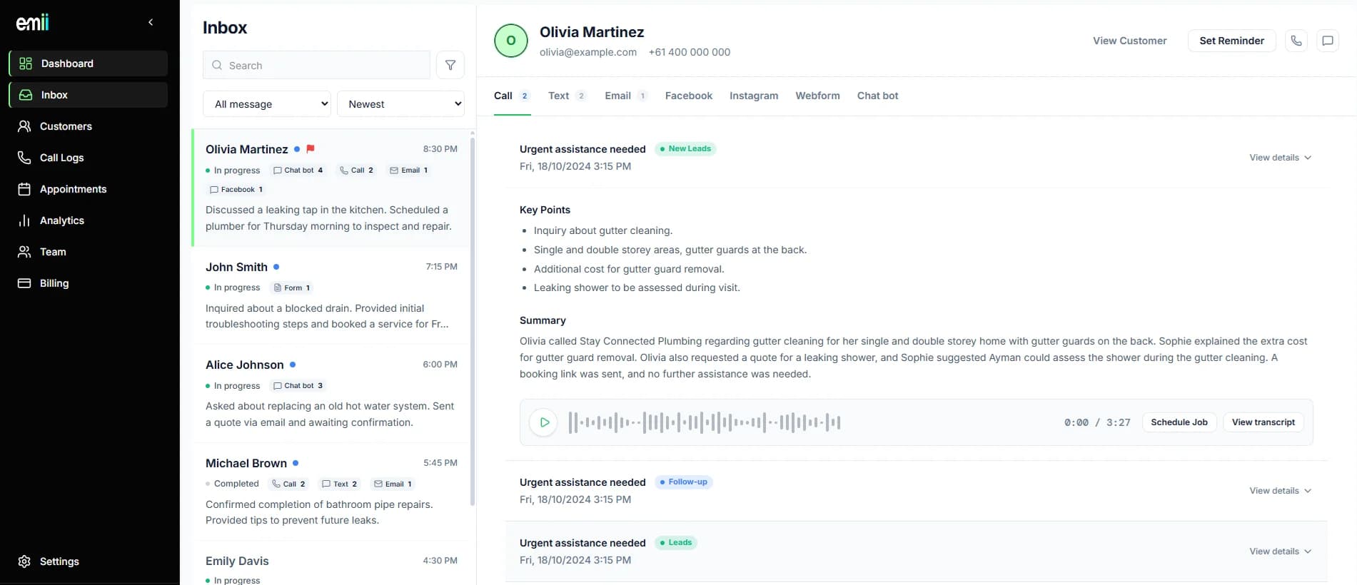 emii inbox dashboard